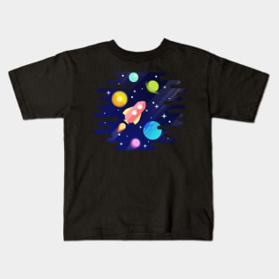 Rocket in Space Kids T-Shirt